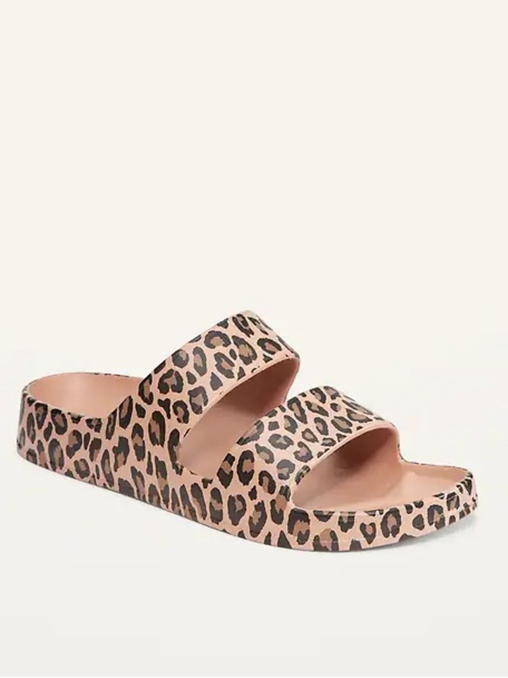 Double-Strap Slide Sandals (Partially Plant-Based) - Leopard